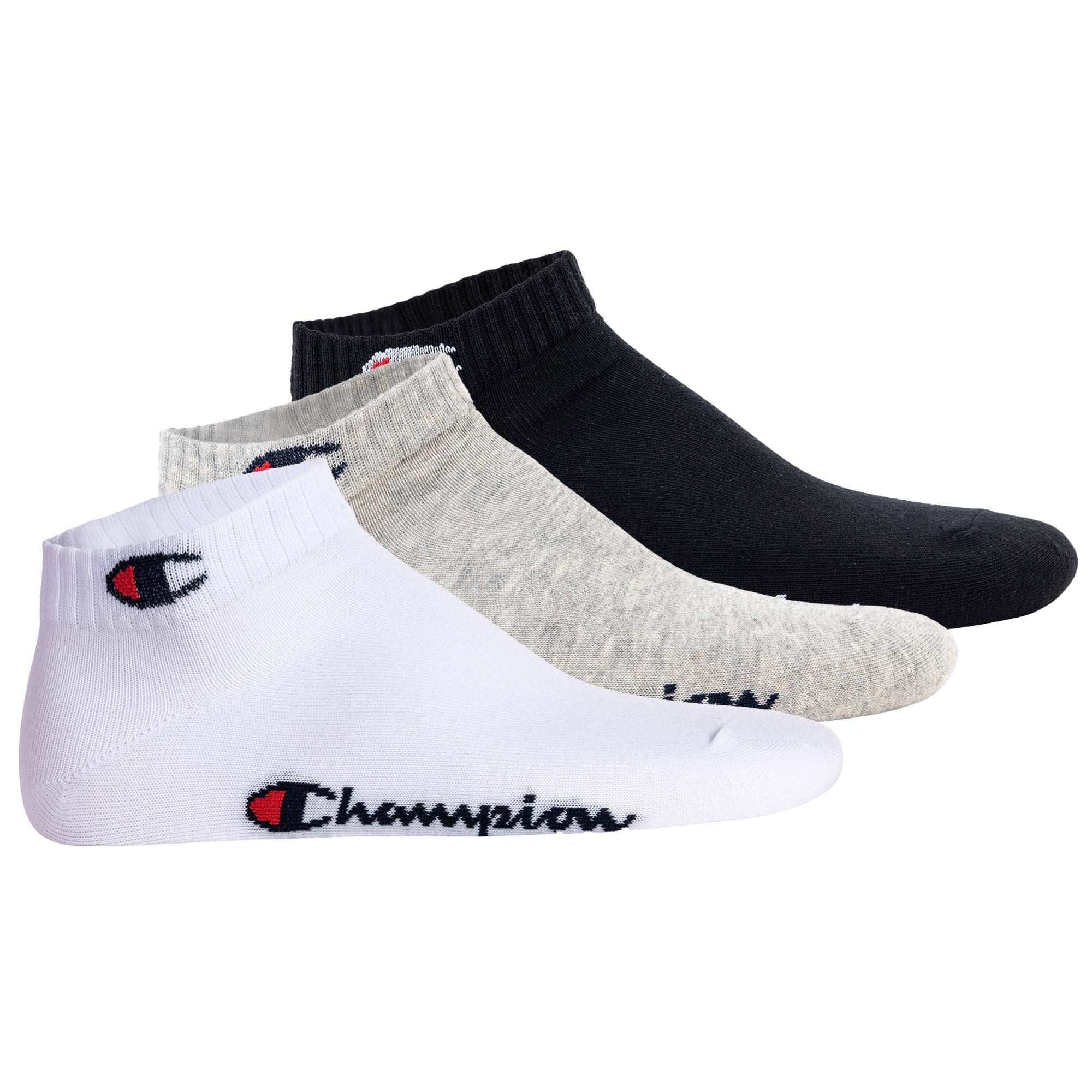 Champion Unisex Socken, 3er Pack - Quarter Socken, Basic, Logo