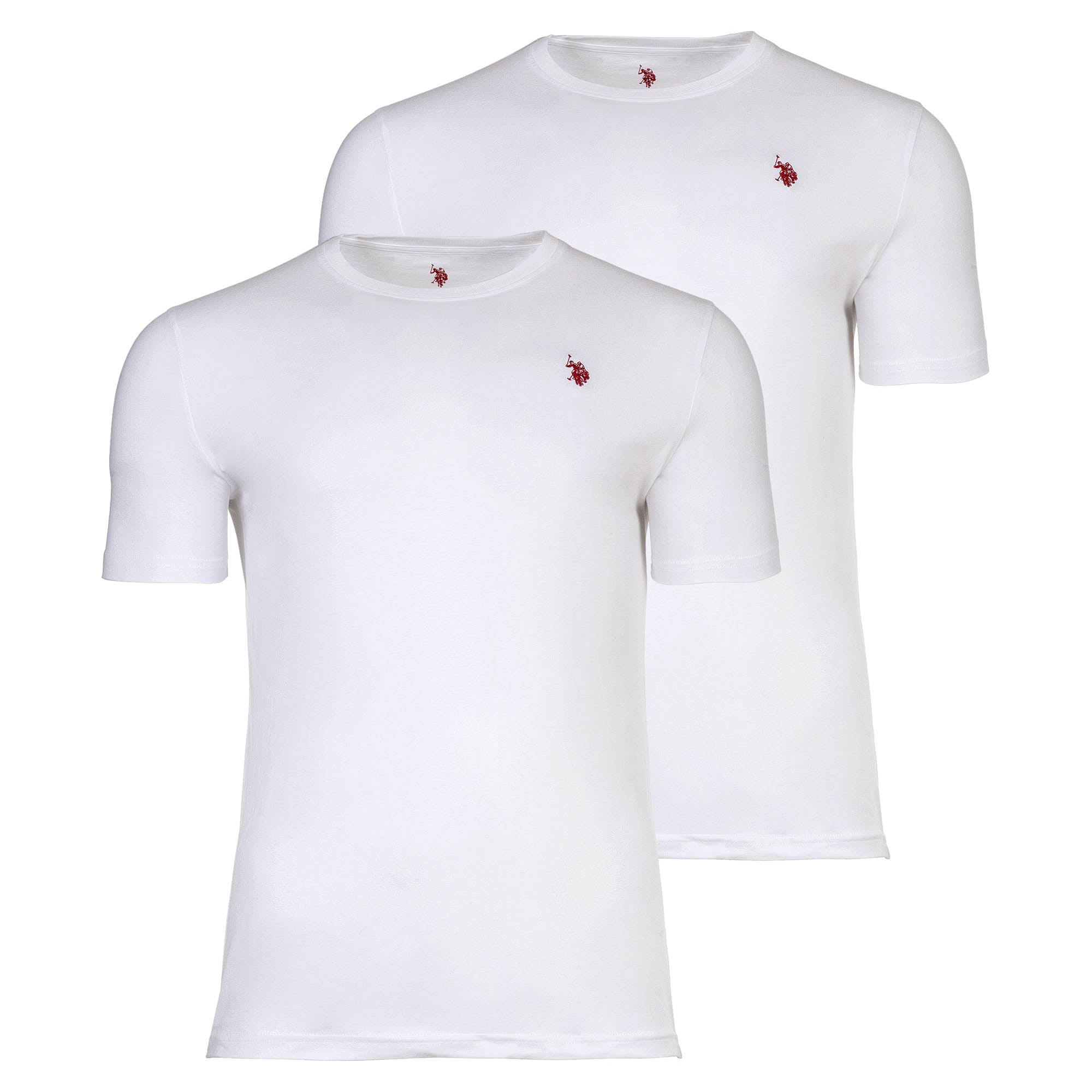 U.S. POLO ASSN. Herren T-Shirts, 2er Pack - Rundhals, Logo-Stickerei, Baumwolle