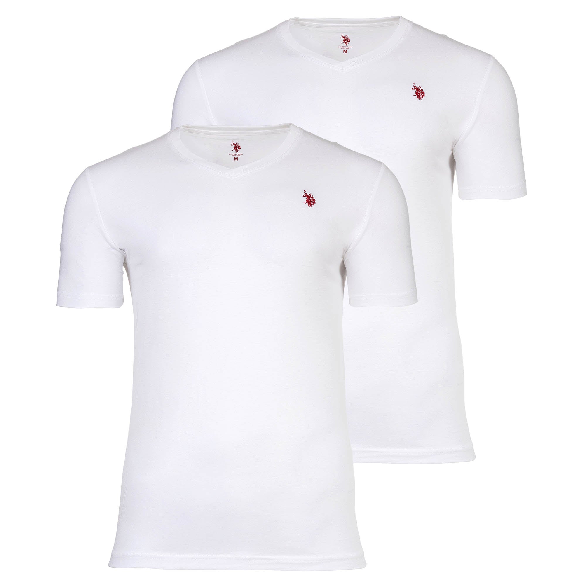 U.S. POLO ASSN. Herren T-Shirts, 2er Pack - V-Neck, Logo-Stickerei, Baumwolle