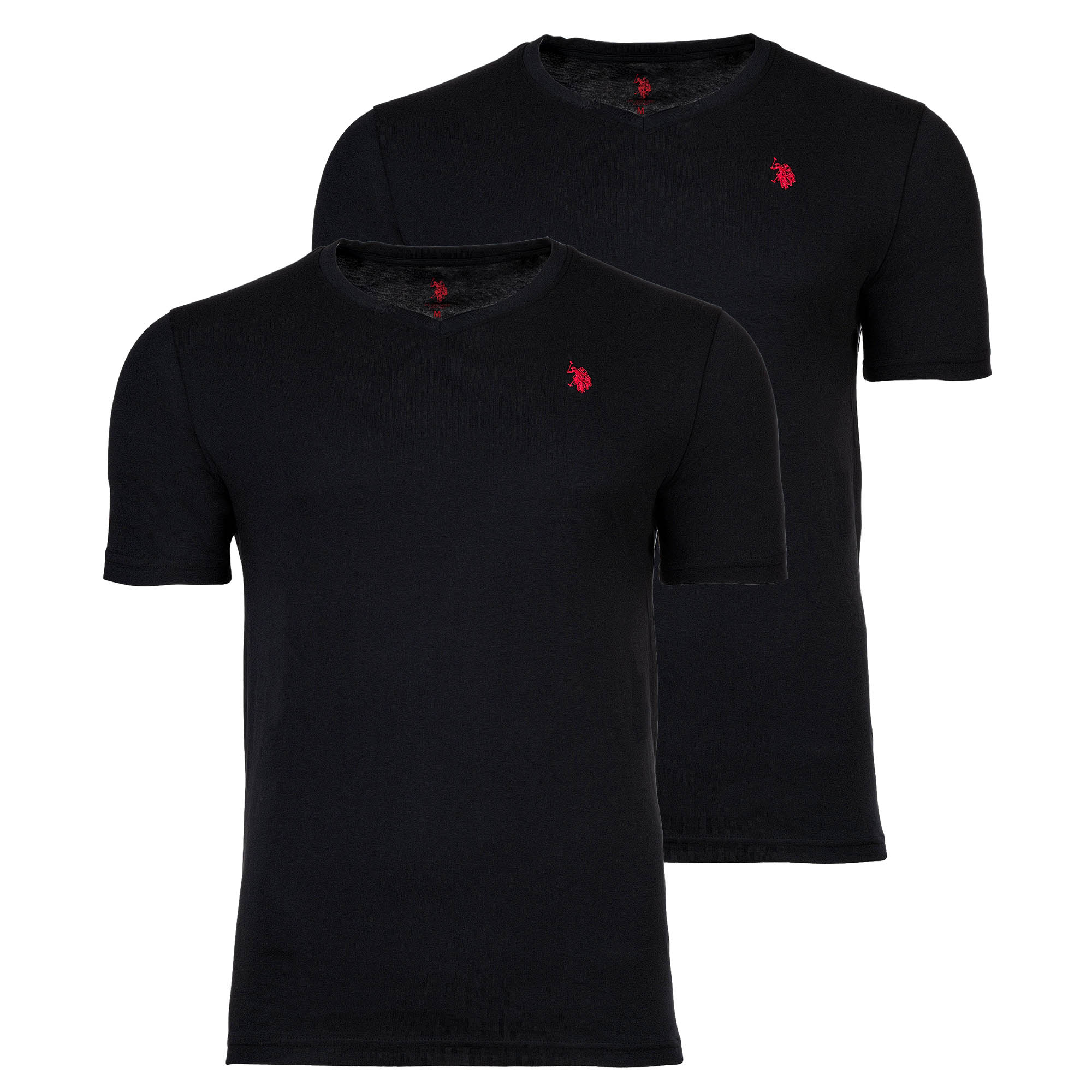 U.S. POLO ASSN. Herren T-Shirts, 2er Pack - V-Neck, Logo-Stickerei, Baumwolle