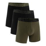 UNDER ARMOUR Men's Boxer Shorts, 3-Pack – Performance Cotton Boxer Briefs – Solid 6 in, Stretch, Cotton Blend