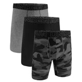 UNDER ARMOUR Men's Boxer Shorts, 3-pack - Performance Tech Long Boxer Briefs, Novelty 9 in, Camouflage, Stretch
