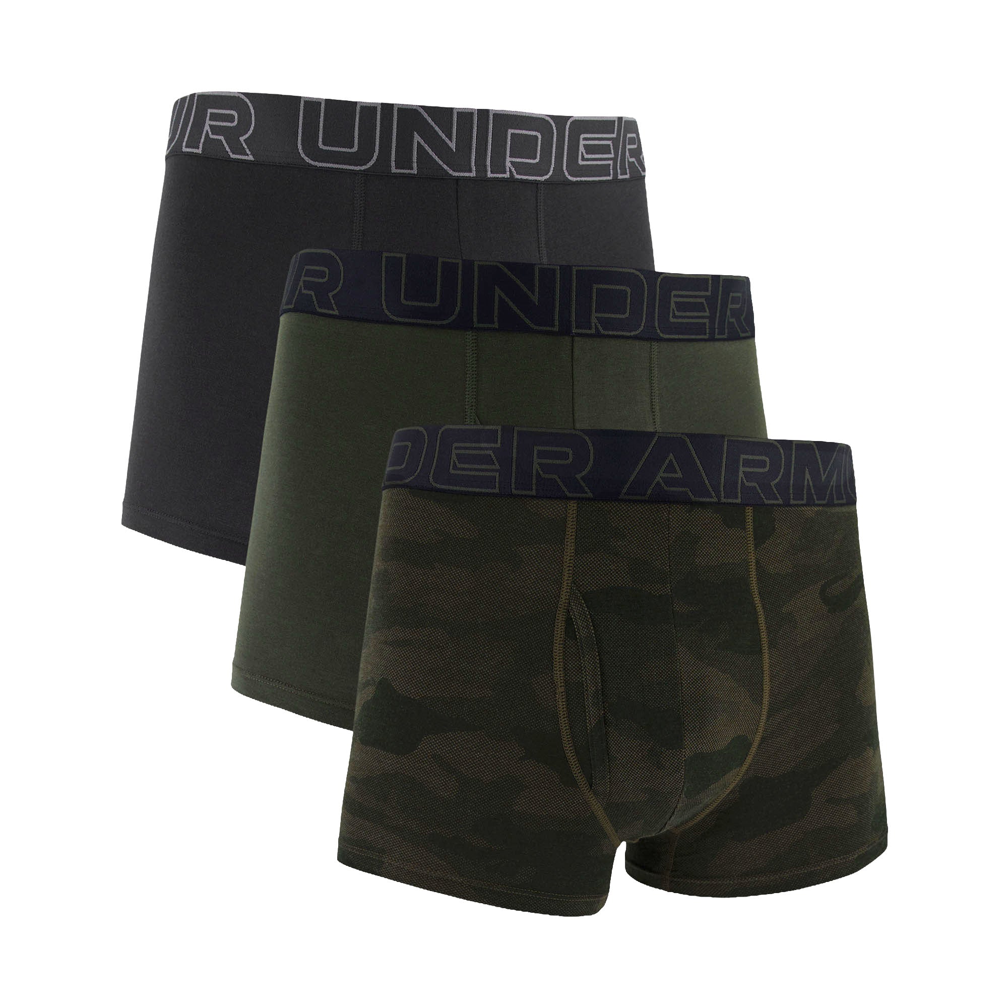 UNDER ARMOUR Men's Boxer Shorts, 3-Pack - Performance Cotton Trunks - Novelty 3 in, Stretch, cotton blend, camouflage