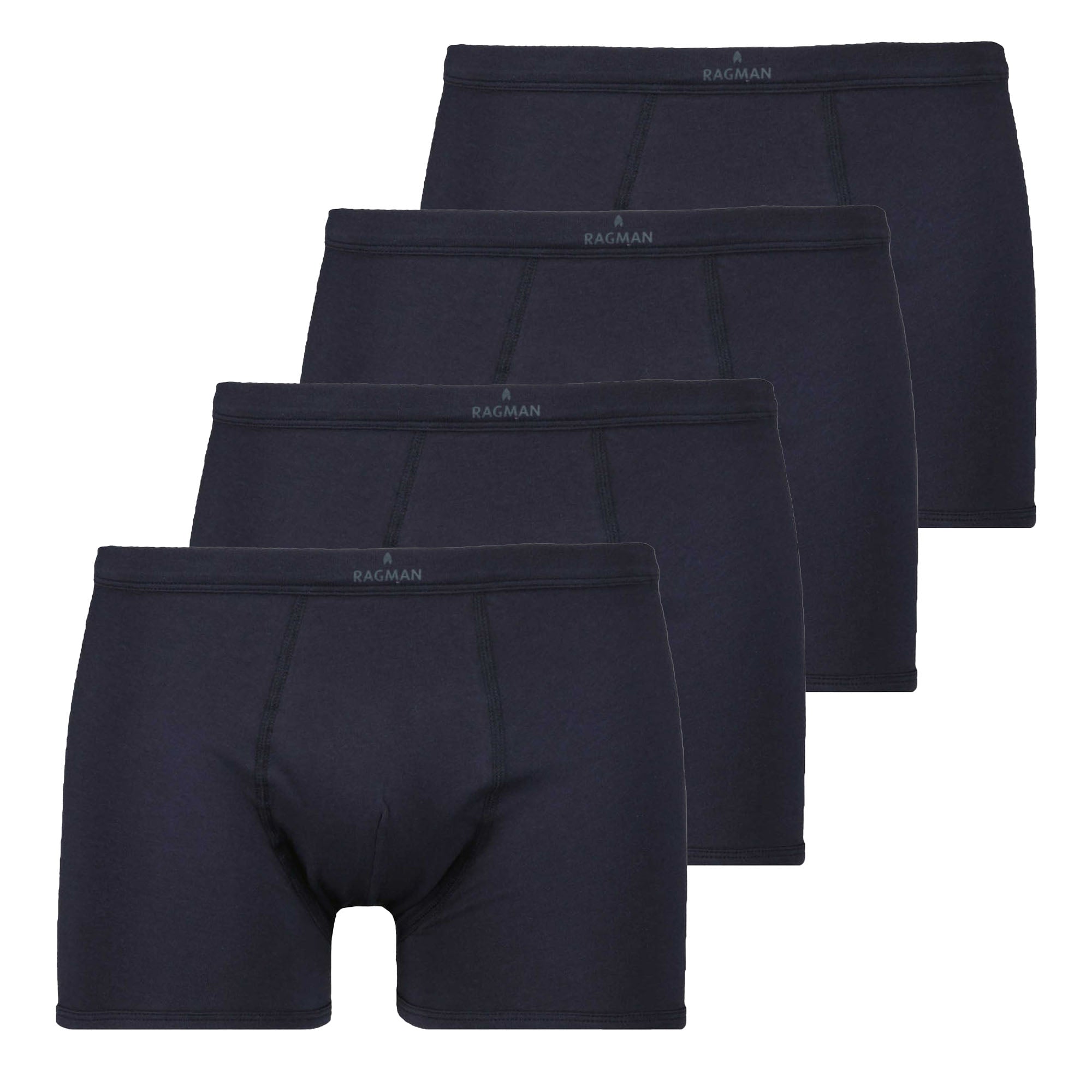 RAGMAN Herren Boxershorts, 4er Pack - Unterwäsche, Unterhose, Baumwollmischung, Logo, einfarbig