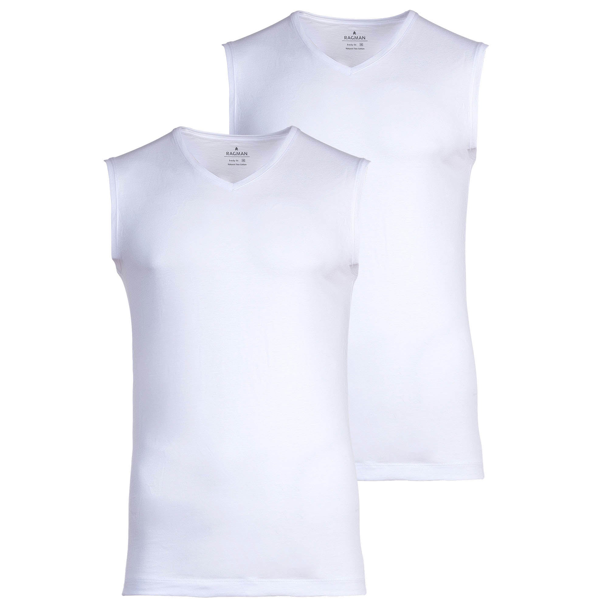RAGMAN Men's Undershirts, 2-Pack - Shirt, Cotton, V-Neck, solid color
