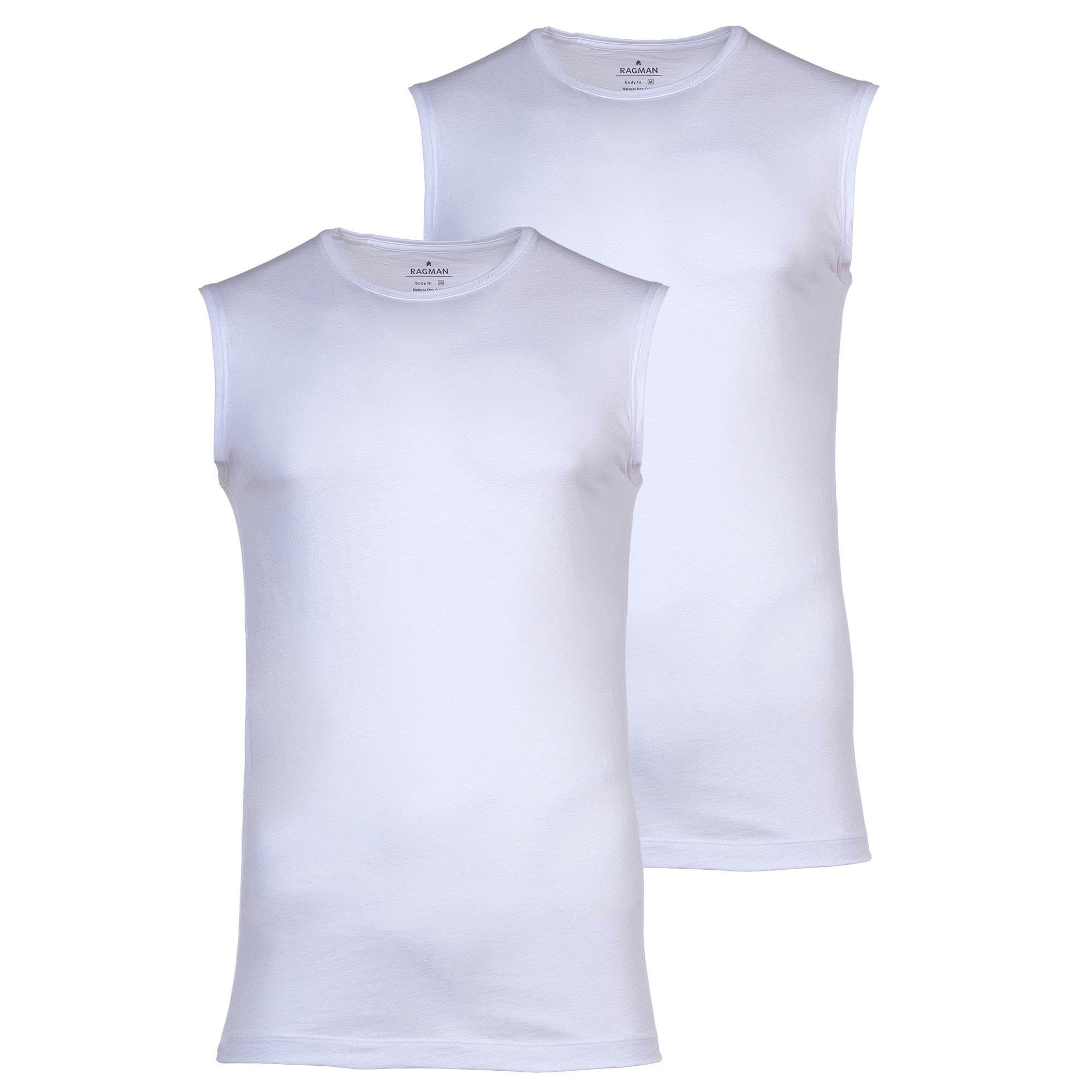 RAGMAN Men's Undershirts, 2-Pack - Shirt, Cotton, Round Neck, solid color