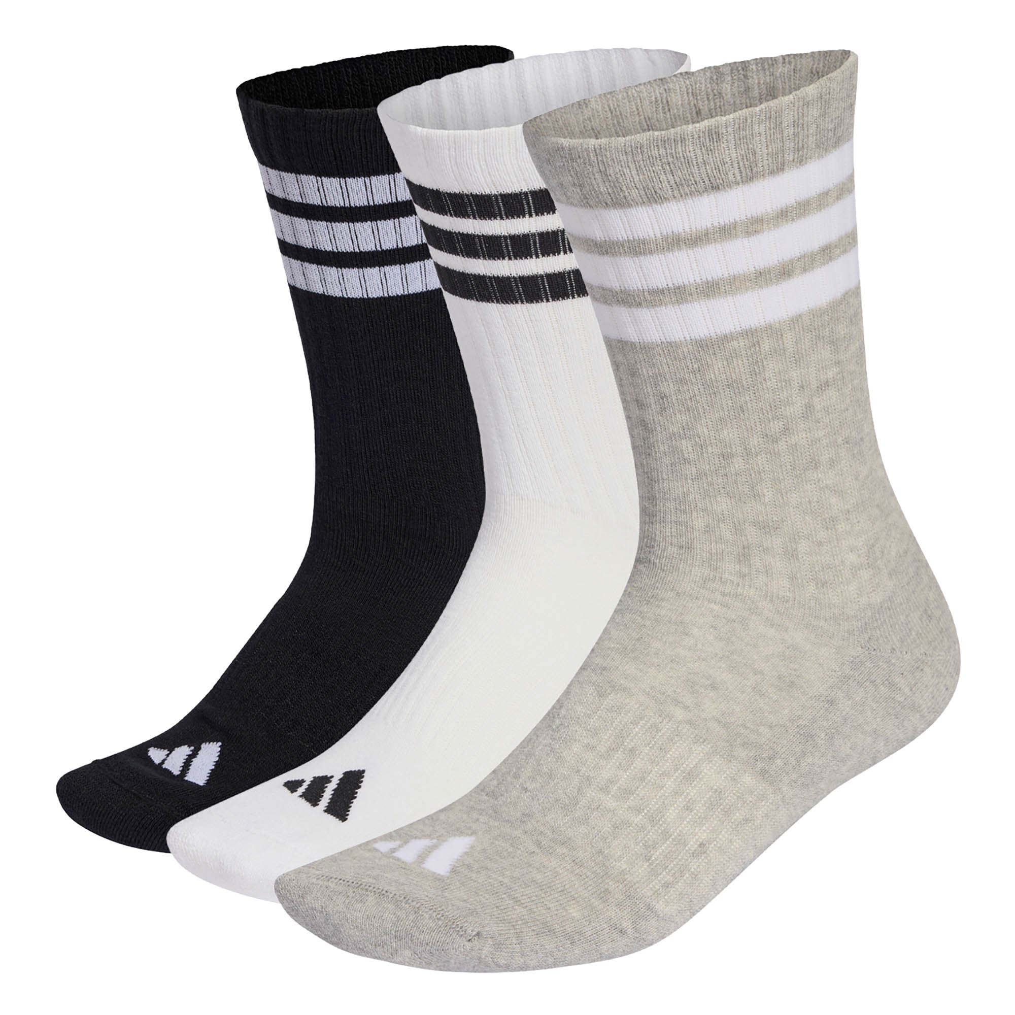 adidas Unisex Socken, 3er Pack - 3-Stripes Cushioned Sportswear Crew Socks, Logo, Streifen, gepolstert