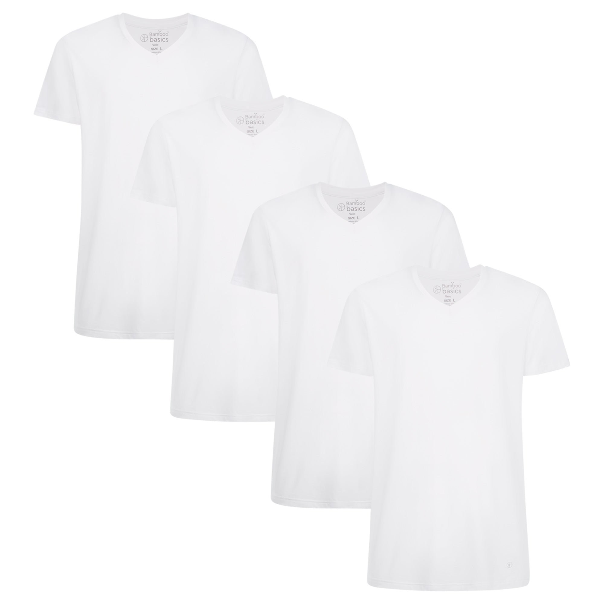 Bamboo basics Herren T-Shirt VELO, 4er Pack - Unterhemd, V-Neck, Single Jersey
