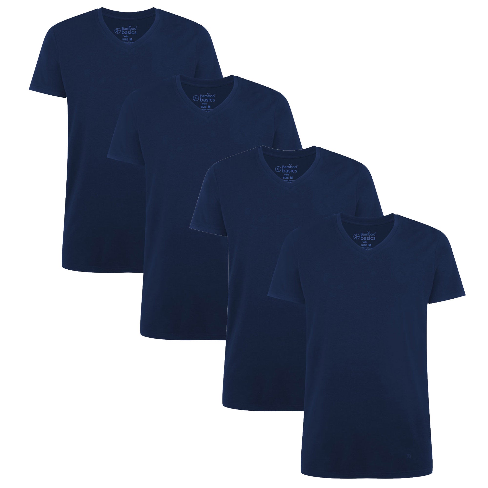 Bamboo basics Herren T-Shirt VELO, 4er Pack - Unterhemd, V-Neck, Single Jersey