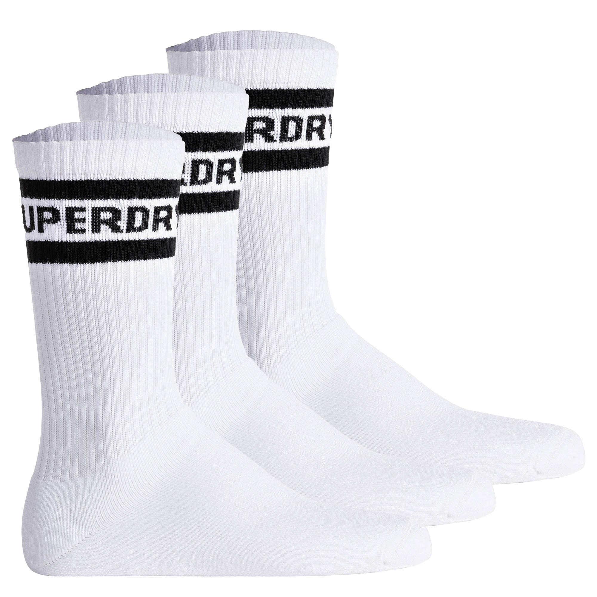 Superdry Unisex Sportsocken, 3er Pack - COOLMAX SPORT CREW SOCK 3PK, Logo, Streifen