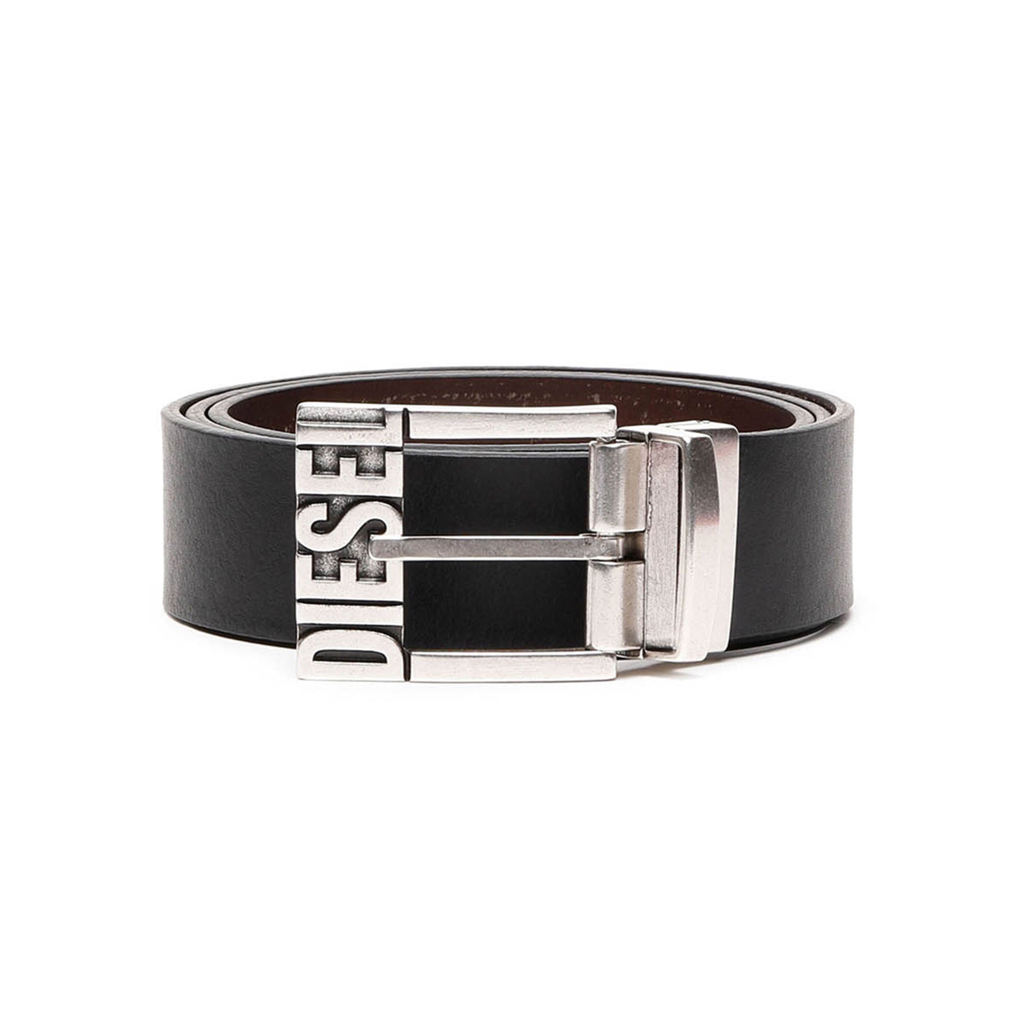 DIESEL Men's Belt - B-SHIFT II, Leather, Metal Buckle, Logo, Double-Sided
