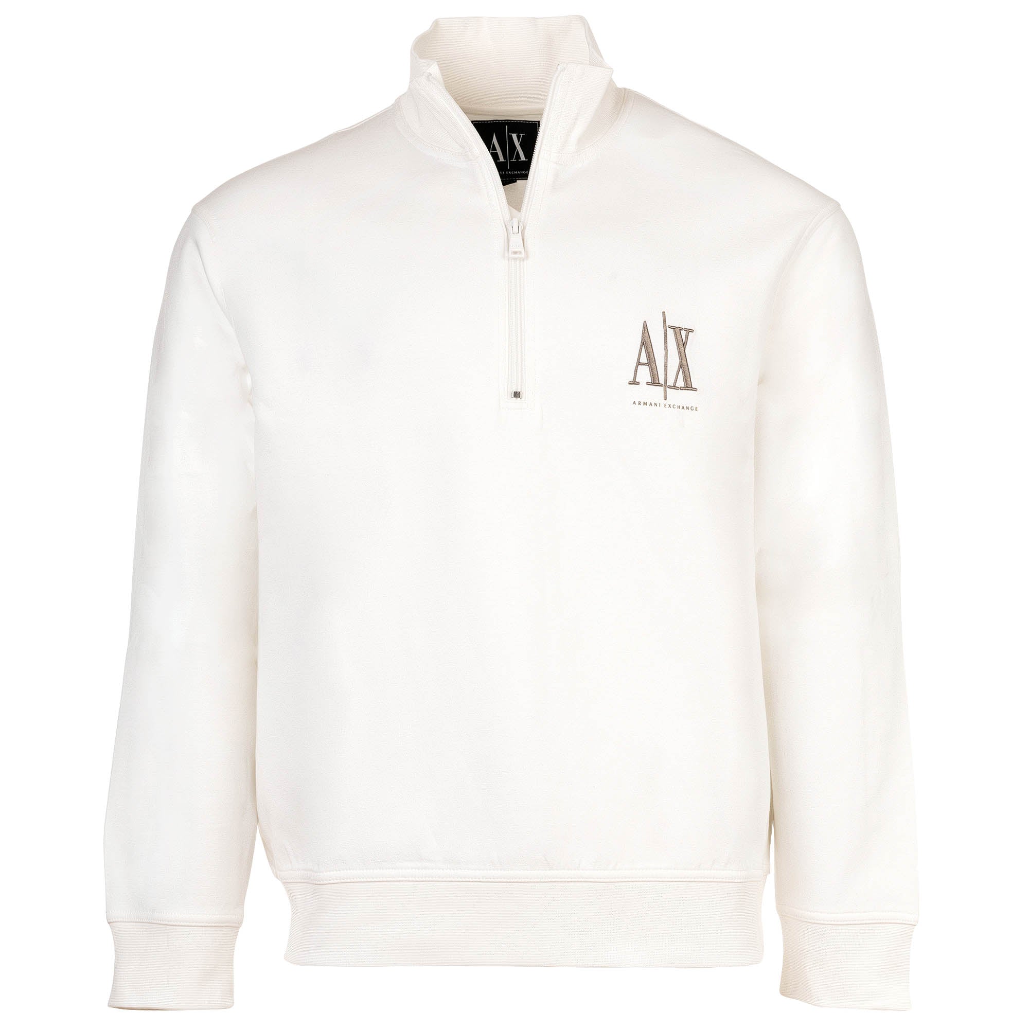 A|X ARMANI EXCHANGE Herren Sweatshirt mit Stehkragen und Half-Zip - Logo, Baumwoll-Mix