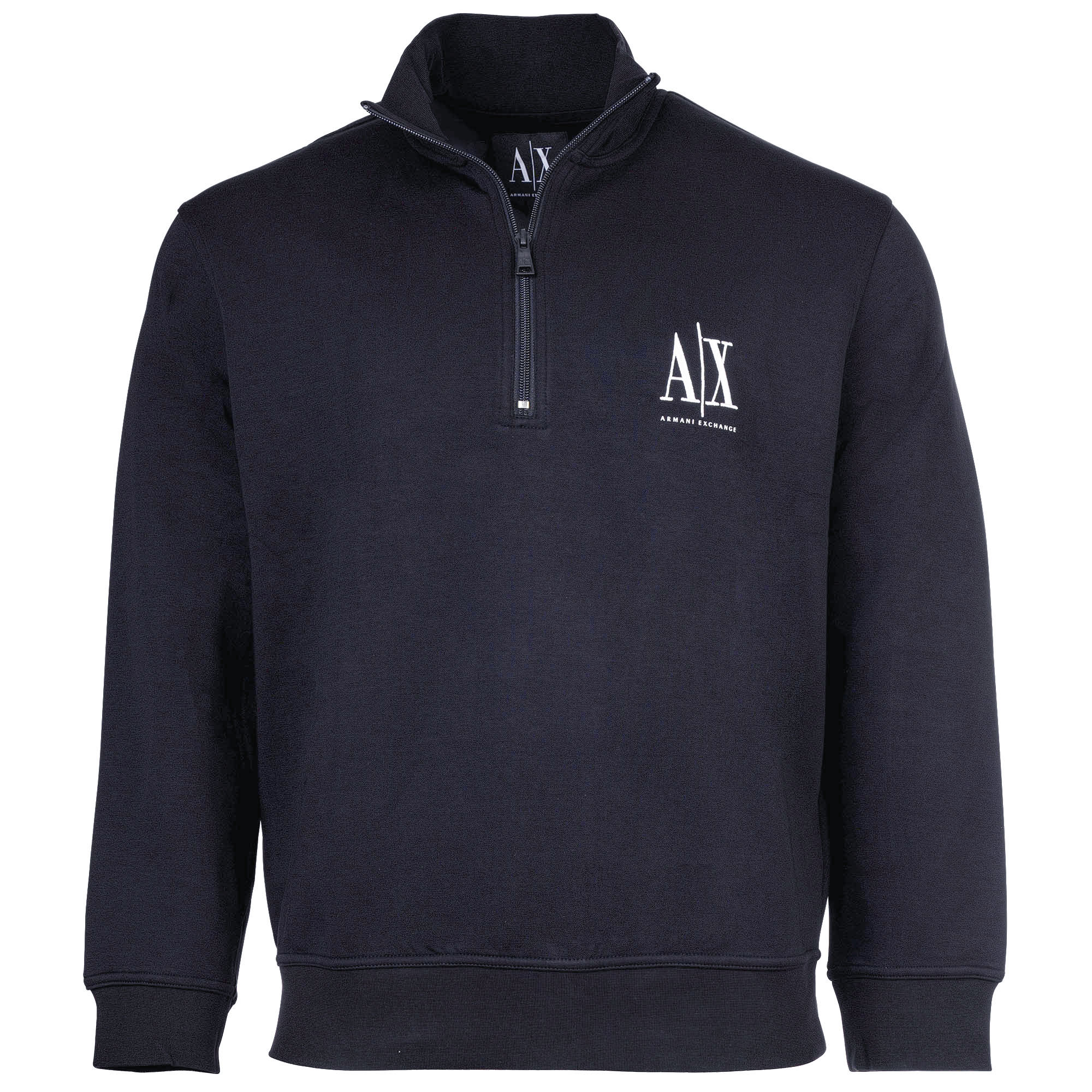 A|X ARMANI EXCHANGE Herren Sweatshirt mit Stehkragen und Half-Zip - Logo, Baumwoll-Mix