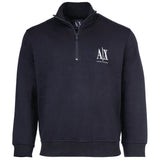 A|X ARMANI EXCHANGE Herren Sweatshirt mit Stehkragen und Half-Zip - Logo, Baumwoll-Mix