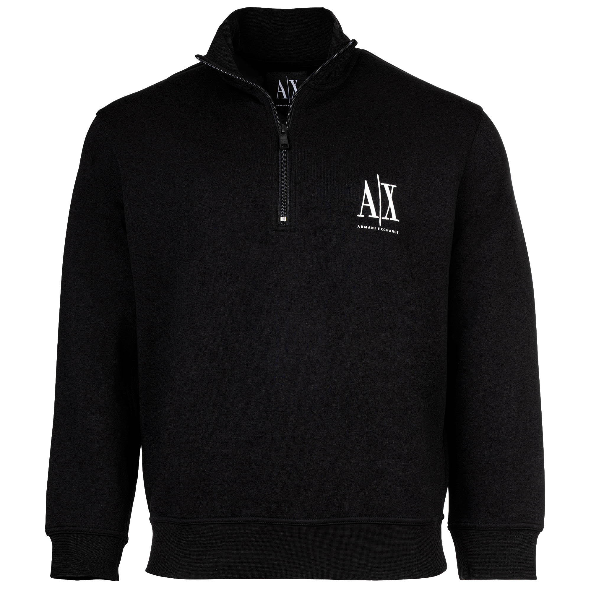 A|X ARMANI EXCHANGE Herren Sweatshirt mit Stehkragen und Half-Zip - Logo, Baumwoll-Mix