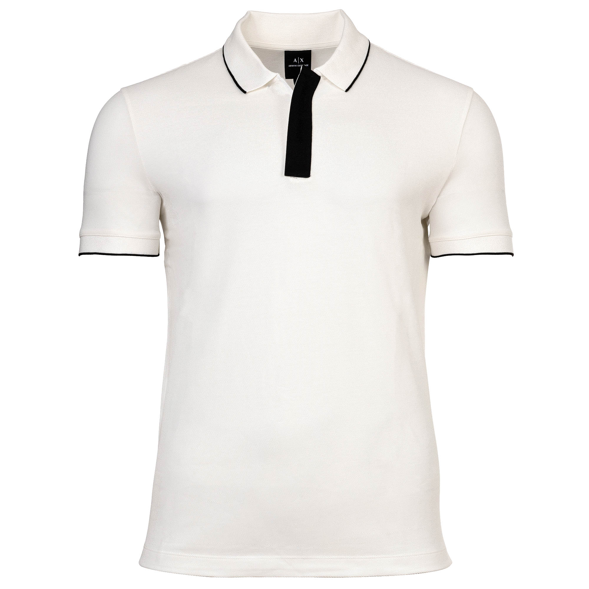 A|X ARMANI EXCHANGE Men's Polo Shirt – Hidden Buttons, Cotton, Contrast Stripes