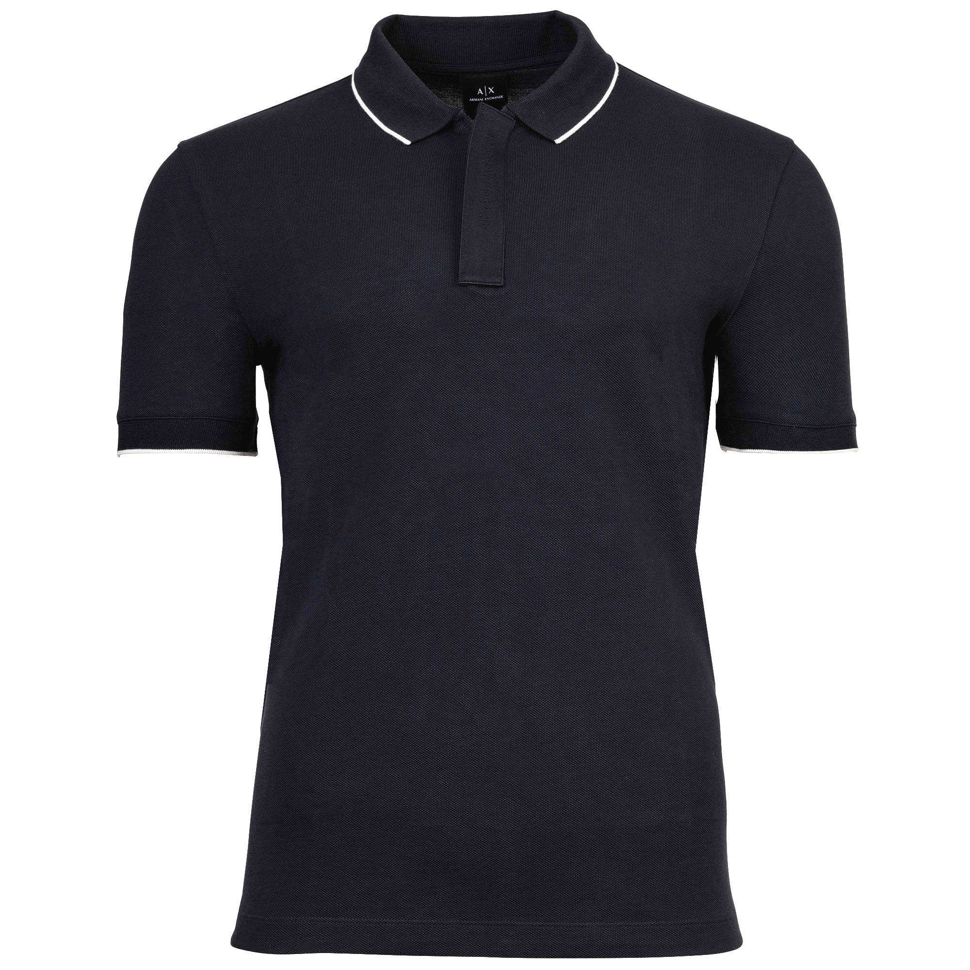 A|X ARMANI EXCHANGE Herren Poloshirt - Hidden Buttons, Baumwolle, Kontraststreifen