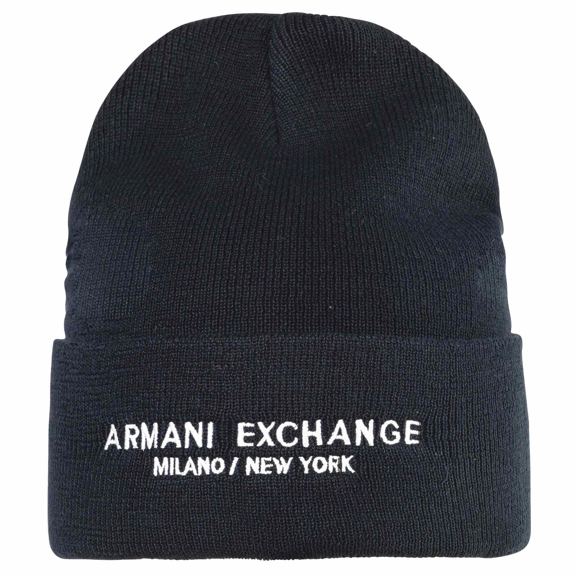 A|X ARMANI EXCHANGE Herren Mütze - Cappello Beanie, Rippstrick, Logo, One Size