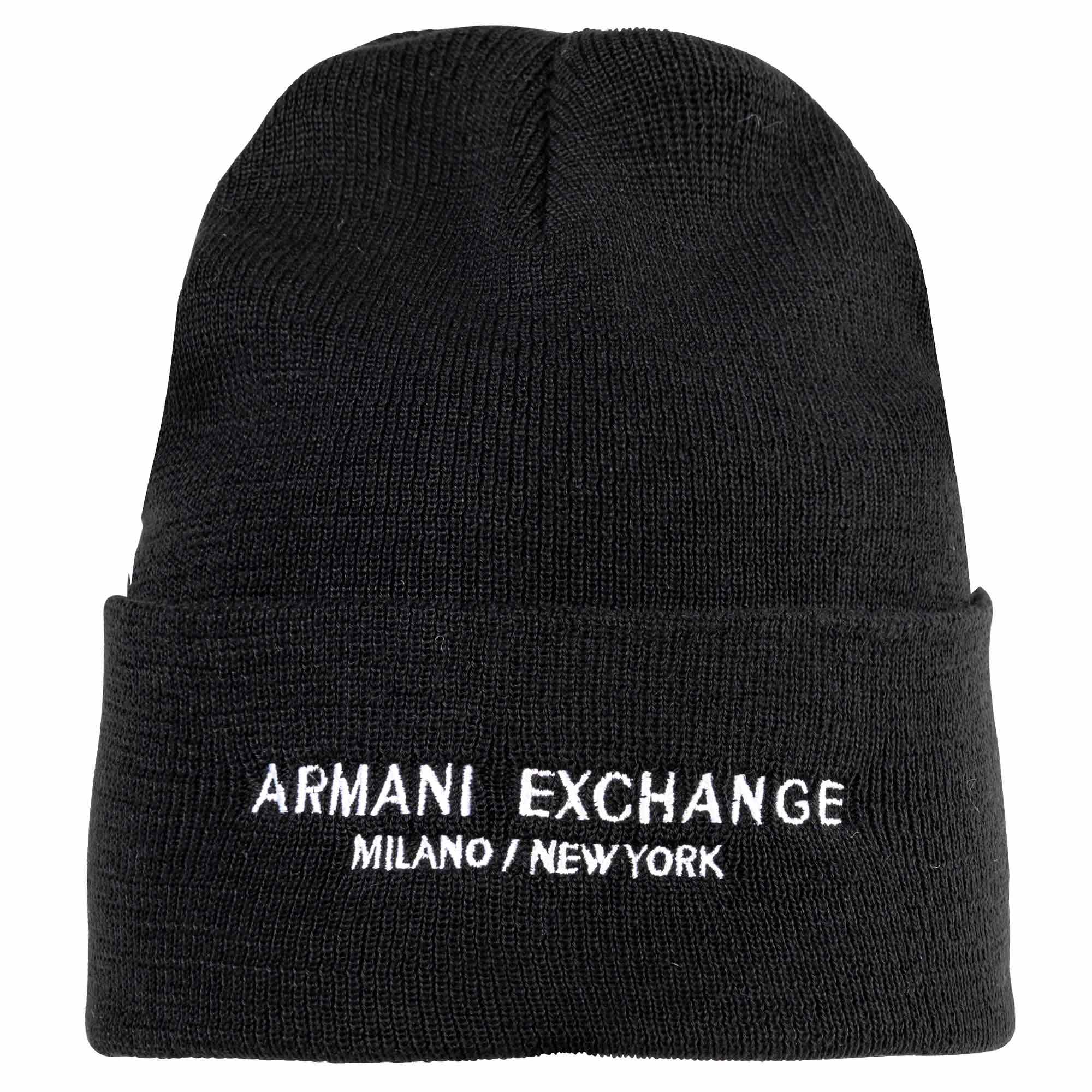 A|X ARMANI EXCHANGE Herren Mütze - Cappello Beanie, Rippstrick, Logo, One Size