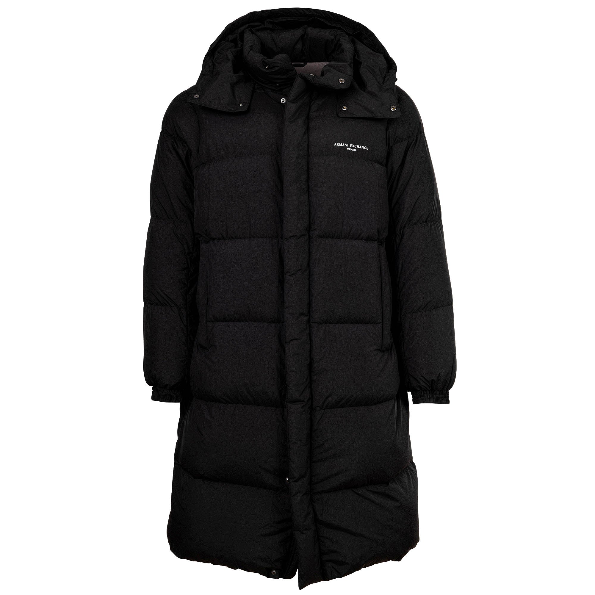 A|X ARMANI EXCHANGE Herren Daunenmantel - Steppmantel, Reißverschluss, Kapuze, Logo Aufdruck
