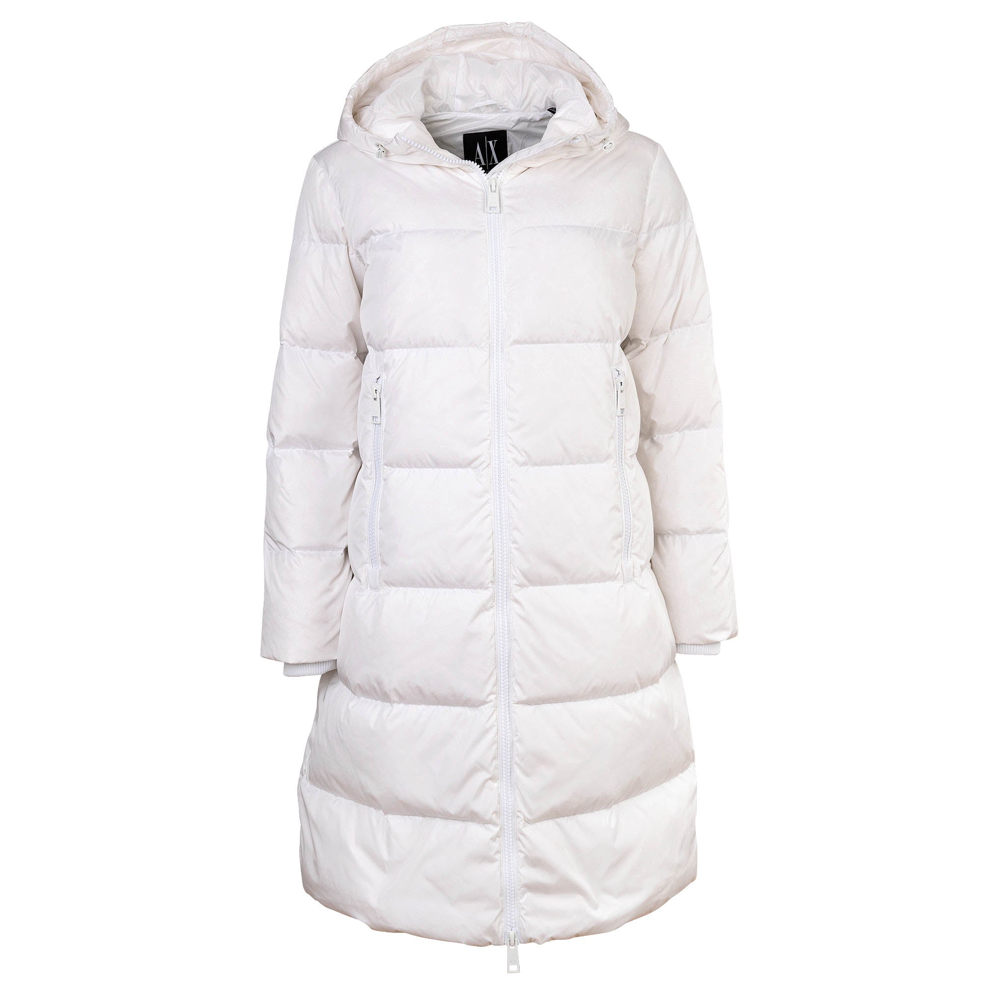 A|X ARMANI EXCHANGE ladies' down coat - quilted coat, zip fastening, hood, genuine down