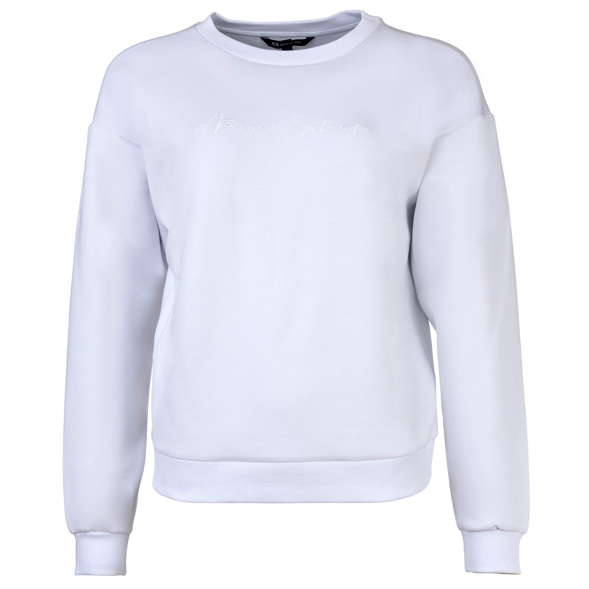 A|X ARMANI EXCHANGE Damen Sweatshirt - Rundhals, Logo-Stickerei, Material-Mix