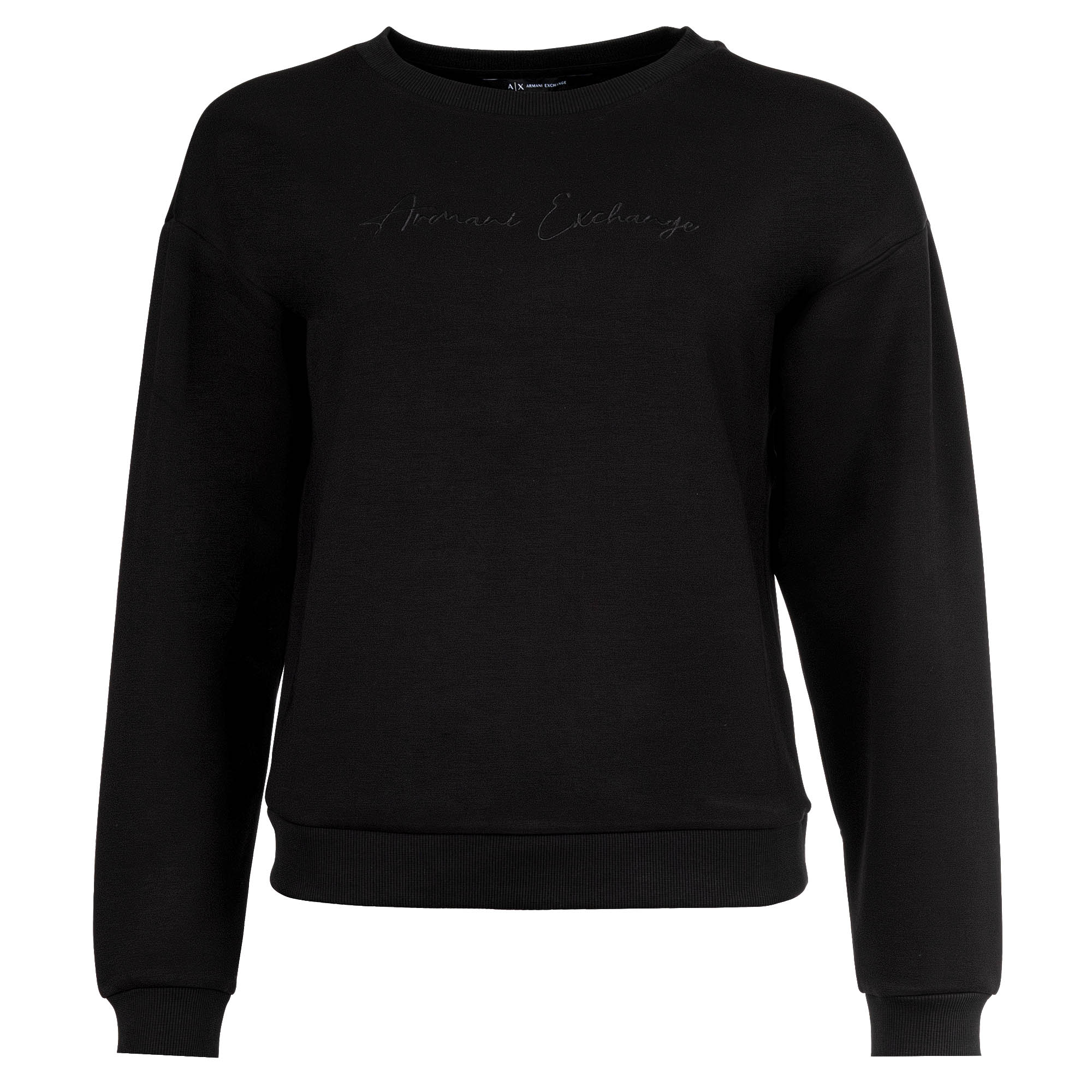 A|X ARMANI EXCHANGE Damen Sweatshirt - Rundhals, Logo-Stickerei, Material-Mix