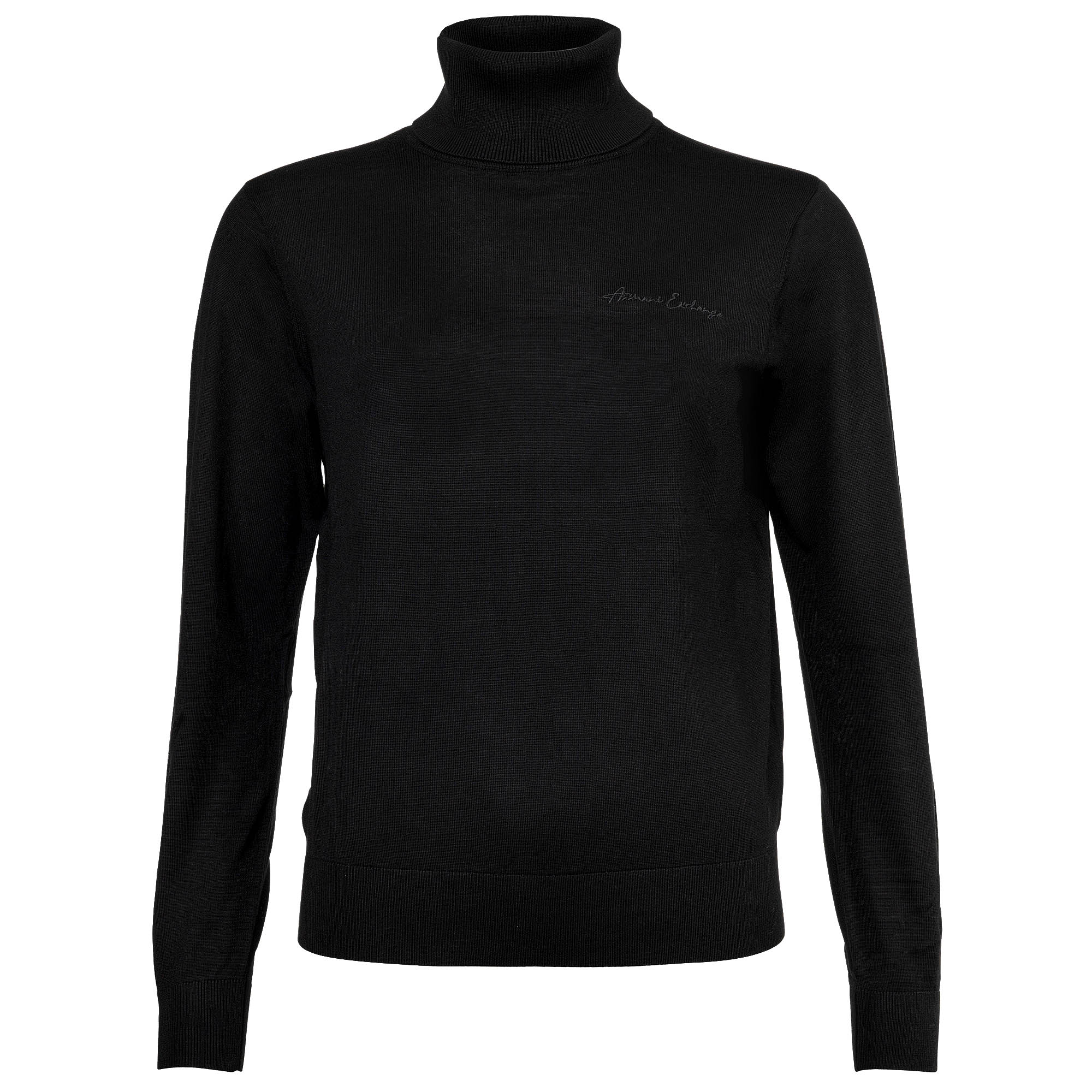 A|X ARMANI EXCHANGE Damen Rollkragenpullover - Feinstrick, Schurwolle, Logo, einfarbig