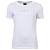 A|X ARMANI EXCHANGE Damen T-Shirt - Rundhals, Kurzarm, Glitzer-Logo, Baumwolle