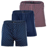 YOURBASICS Herren Jersey-Boxershorts, 3er Pack - Cotton, Eingriff mit Knopf, Muster, Multipack