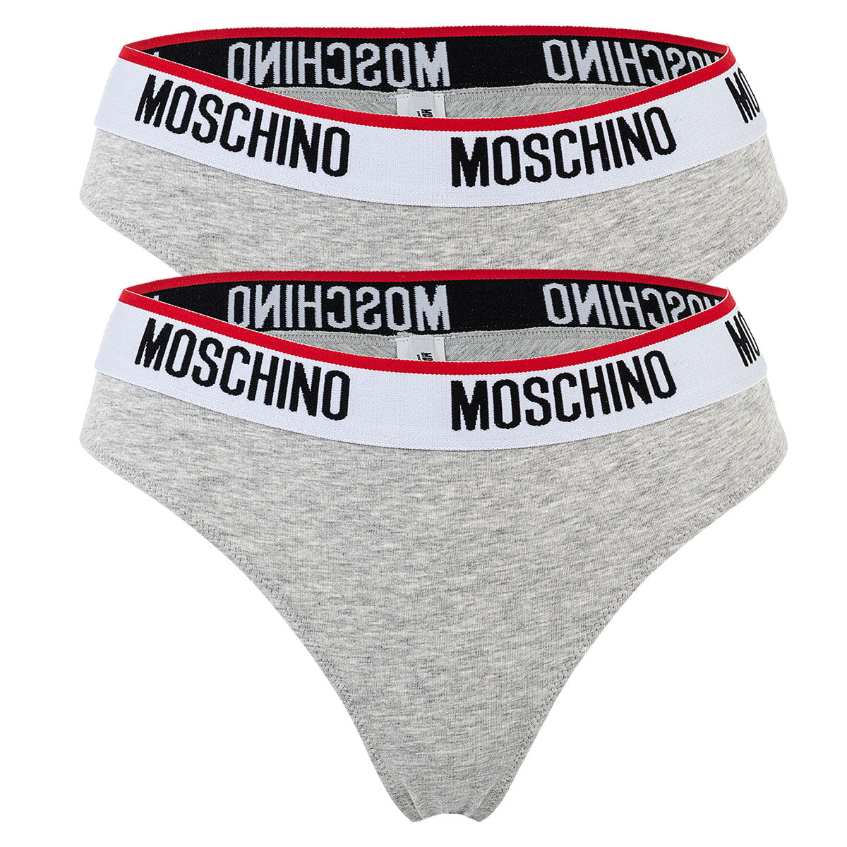 MOSCHINO Damen Brazilian Slips 2er Pack - Unterhose, Baumwollmischung, Logobund, uni