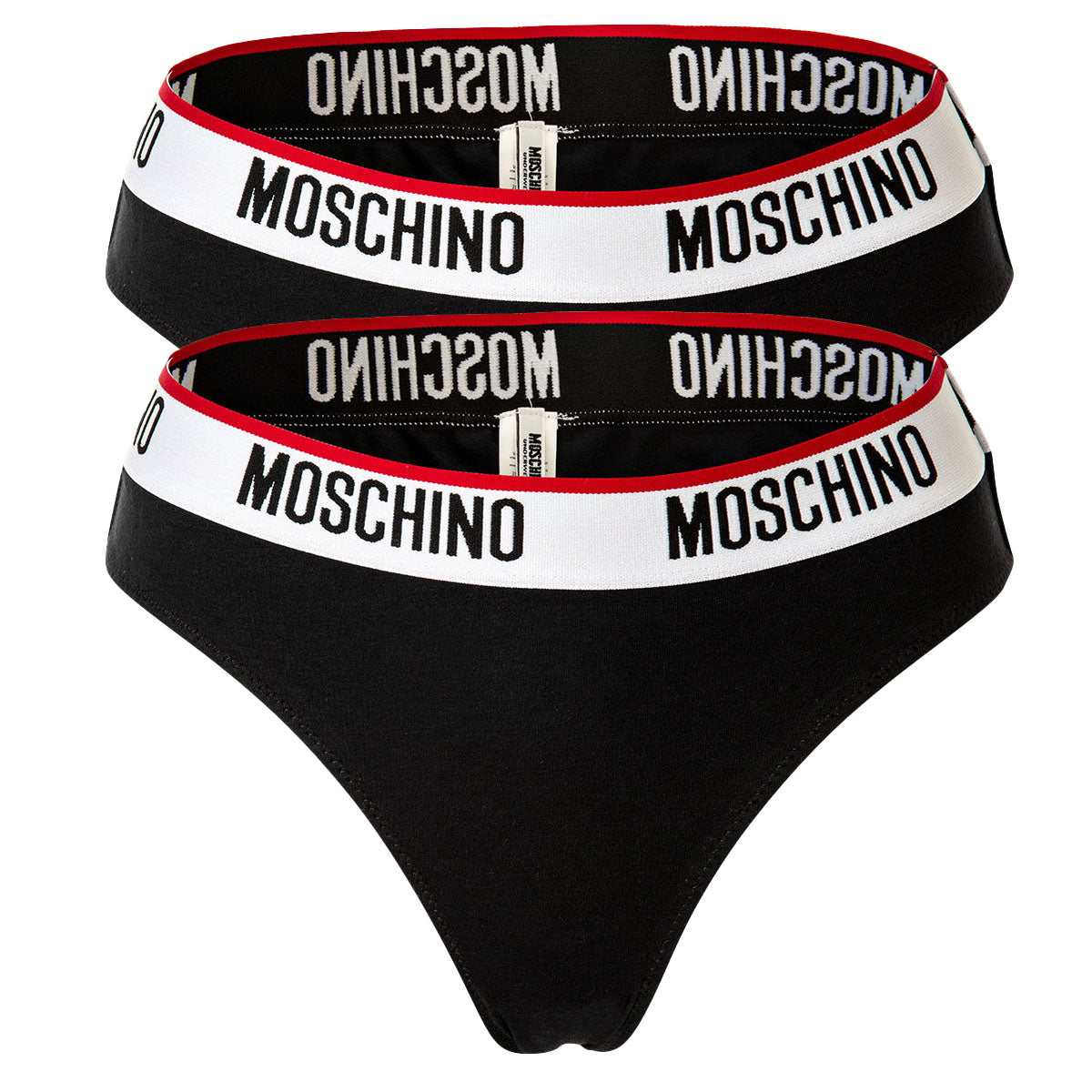 MOSCHINO Damen Brazilian Slips 2er Pack - Unterhose, Baumwollmischung, Logobund, uni