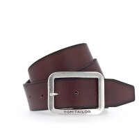 Tom Tailor Mens Belt - Genuine Leather, Buckle, Logo stamped