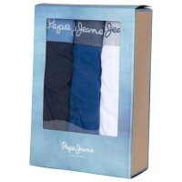 Pepe Jeans Mens Boxer Shorts, 3 Pack - ZARED, Trunks, Cotton Stretch, Logo Waistband Blue/White XL (X-Large)