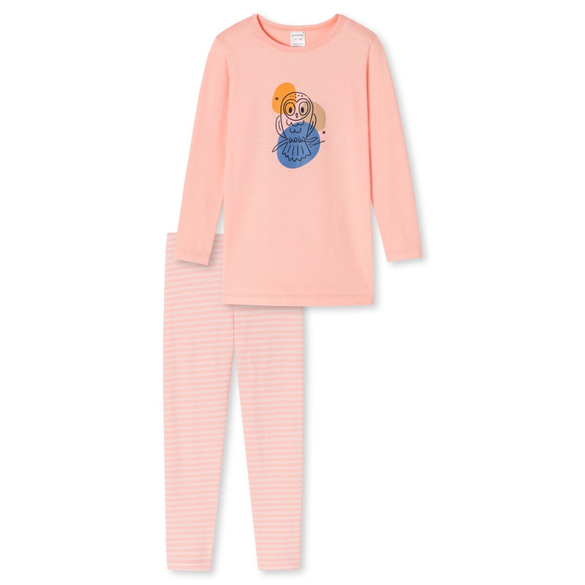 SCHIESSER Mädchen Schlafanzug - Pyjama, Baumwolle, Eule, Streifen, la
