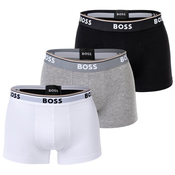 BOSS Herren Trunks, 3er Pack - 3P Power, Boxershorts, Cotton Stretch, Logo, uni Weiß/Grau/Schwarz M