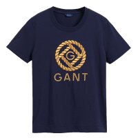 GANT Damen T-Shirt - ROPE ICON T-SHIRT, Rundhals, Logo...