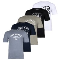 JACK&JONES Mens T-Shirt, 5-pack - JJLEOGRA TEE CREW...