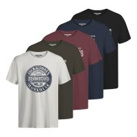 JACK&JONES Herren T-Shirt, 5er Pack - JJJEANS TEE...