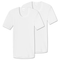 SCHIESSER Herren 1/2 Arm T-Shirt 2er Pack - Unterhemd, Jacke, Original Doppelripp, Weiß