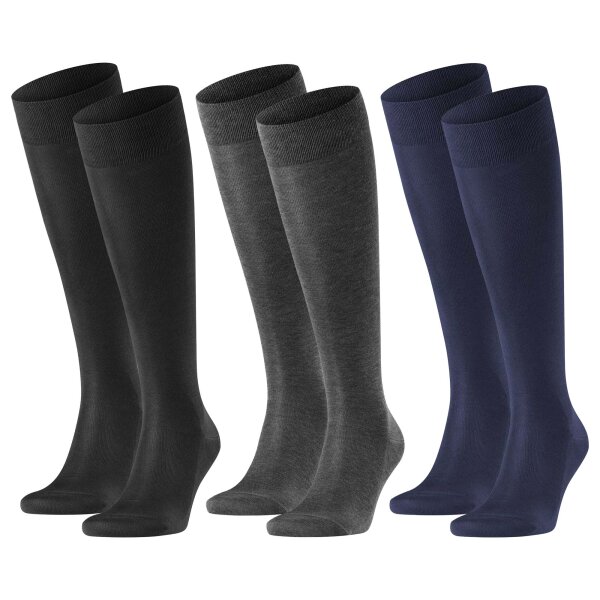 FALKE Herren Kniestrümpfe 2er Pack - Tiago, Socken, Bio-Baumwolle, Logo, lang, einfarbig