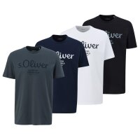 s.Oliver mens T-shirt, 4-pack - basic, logo print, round...