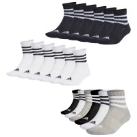 adidas Unisex Quarter Socks, 6-pack - 3-Stripes Cushioned...