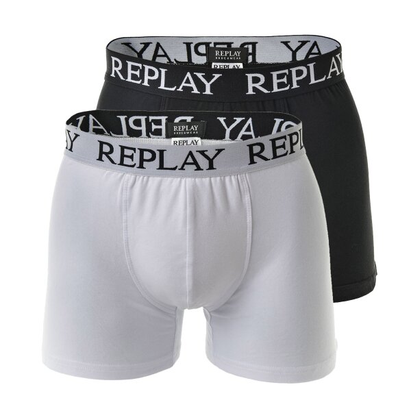 REPLAY Herren Boxer Shorts, 2er Pack - Trunks, Cotton Stretch, 24,95