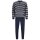 hajo mens pyjamas, 2-piece set - long, round neck with button placket, climate comfort, striped